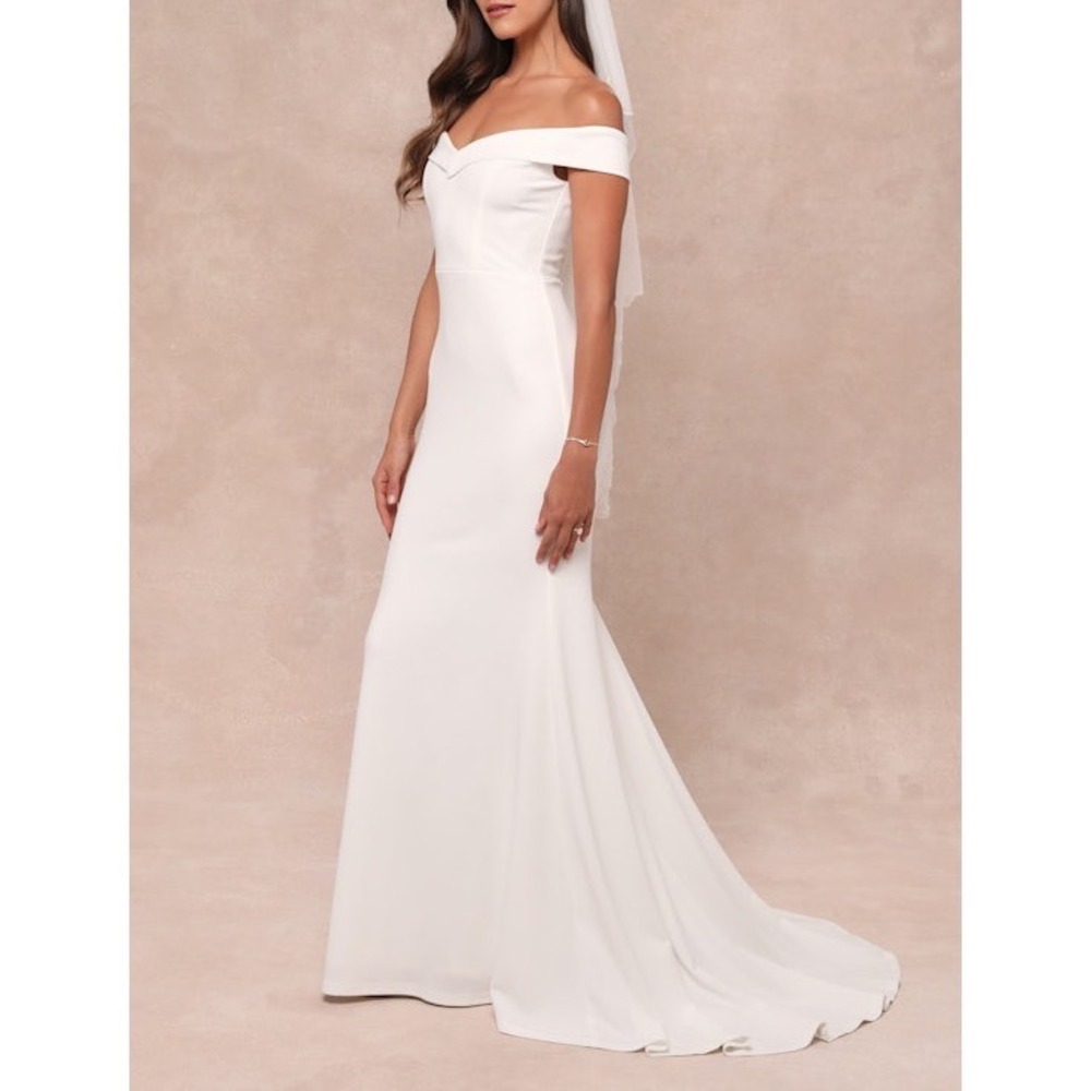 NWT Lulus Arienne White Off-the-Shoulder Mermaid Maxi Dress XL